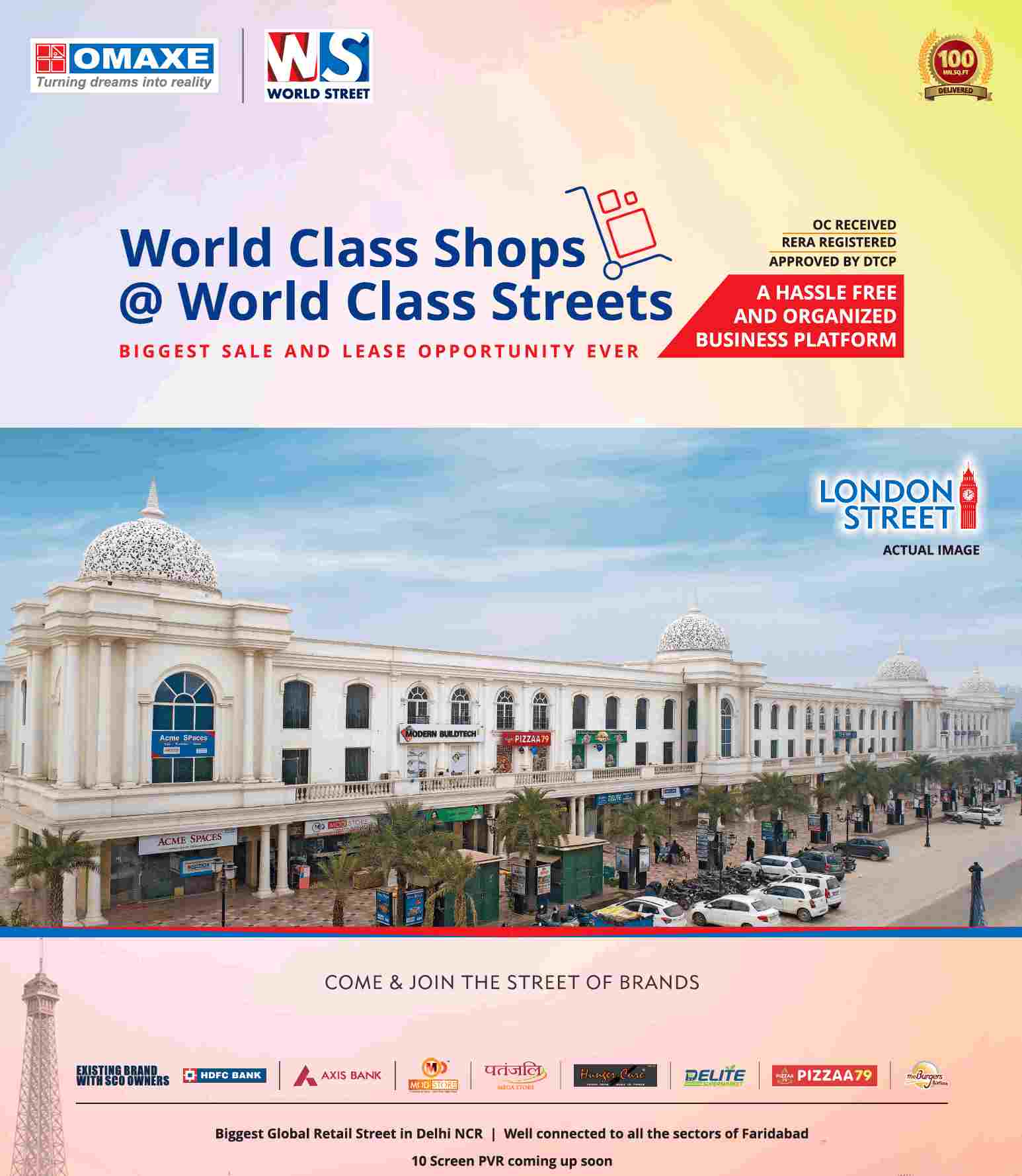 Come and join the street of brands at Omaxe World Street, Faridabad
